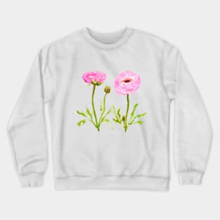 2 pink  ranunculus flowers Crewneck Sweatshirt